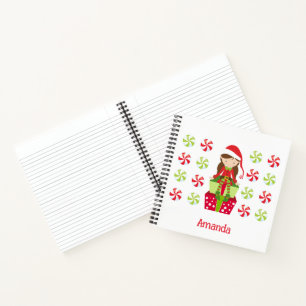 Personalised Candy Crush Elf Christmas Notebook