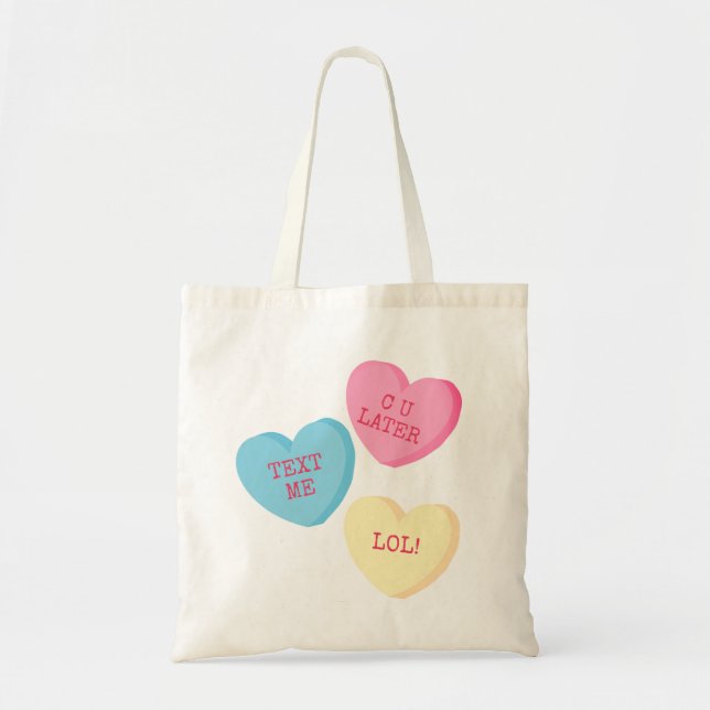 Personalised Candy Hearts Tote Bag (Front)
