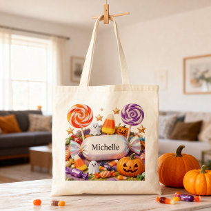 Personalised Candy Wonderland Cute Halloween Tote Bag