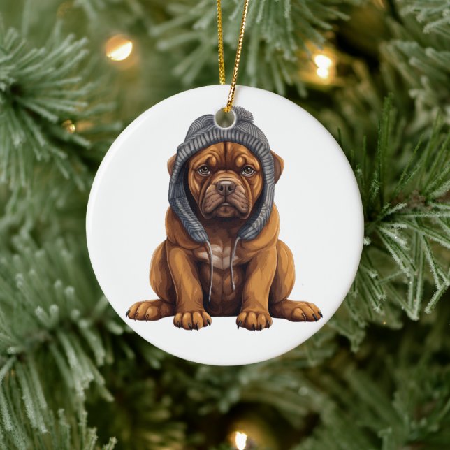 Personalised Cane Corso Dog Art Ceramic Ornament (Tree)
