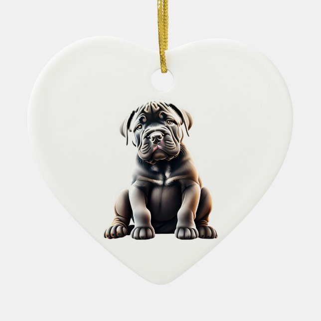 Personalised Cane Corso Puppy Ceramic Ornament (Front)