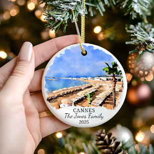 Personalised Cannes, France Gift Ceramic Ornament