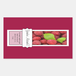 Personalised Canning Jar Label, Custom Raspberry Rectangular Sticker