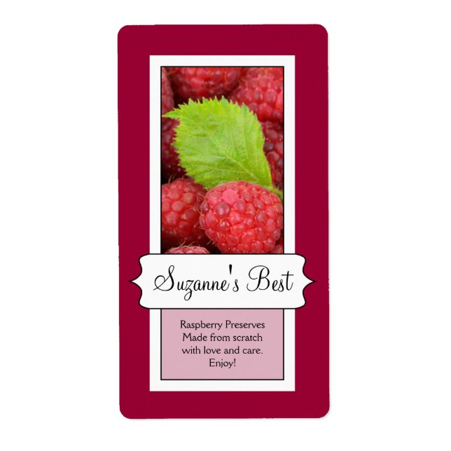 Personalised Canning Jar Label, Raspberry (Front)
