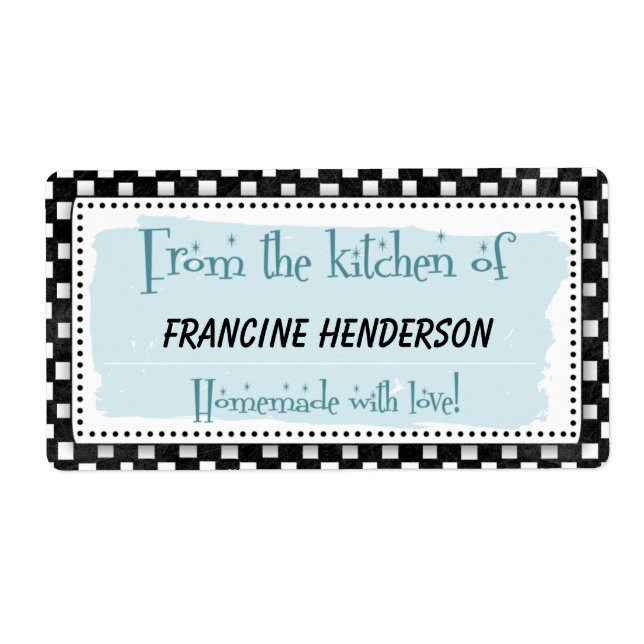 Personalised Canning Labels - black & white retro (Front)