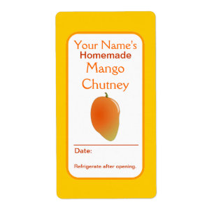 Personalised Canning Labels for Jars Mango Chutney