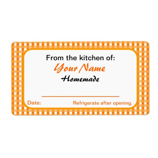 Personalised Canning Labels for Jars Orange Checks