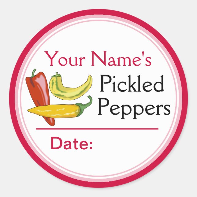 Personalised Canning Labels Round Sticker Peppers (Front)