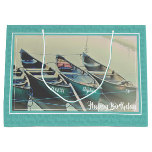 Personalised canoe birthday any age large gift bag