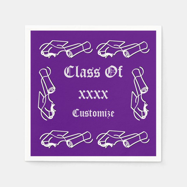Personalised Cap & Diploma Class Event Napkins 4 (Front)