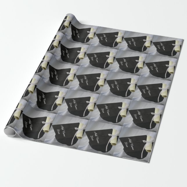Personalised Cap Diploma Wrapping Paper (Unrolled)