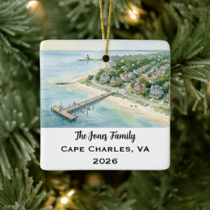 Personalised Cape Charles, Virginia Xmas Ceramic Ornament