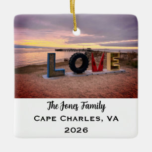 Personalised Cape Charles, Virginia Xmas Ceramic Ornament