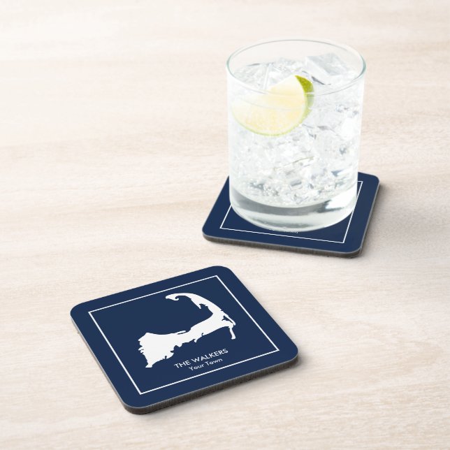 Personalised Cape Cod Silhouette Beverage Coaster (Right Side)