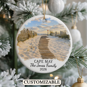 Personalised Cape May Ornament, Custom New Jersey Ceramic Ornament