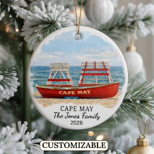 Personalised Cape May Ornament, Custom New Jersey Ceramic Ornament