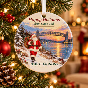 Personalised Cape Santa Christmas Glass Ornament