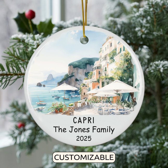 Personalised Capri Ornament, Italy Ceramic Ornament (Creator Uploaded)
