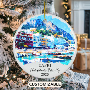 Personalised Capri Ornament, Italy Gift Ceramic Ornament
