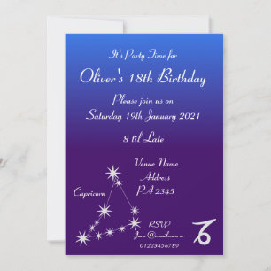 Personalised Capricorn Zodiac Party Invitation