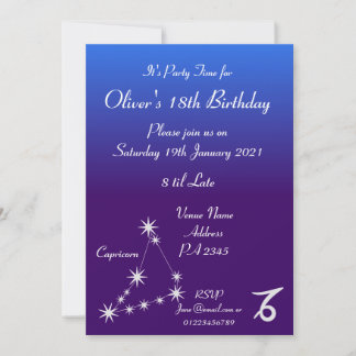 Personalised Capricorn Zodiac Party Invitation
