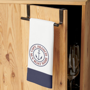 Personalised Captain Anchor Logo Kitchen Towel