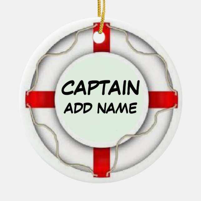 Personalised Captain Ceramic Tree Decoration (Front)