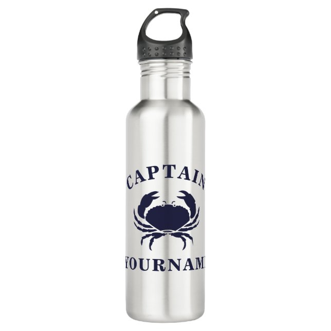 Personalised Captain Crab Stainless Steel Bottle (Front)