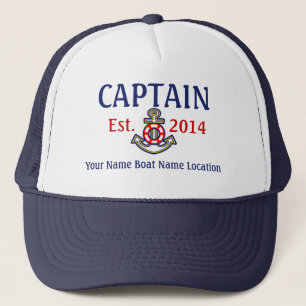 Personalised Captain Hat Year Name Location