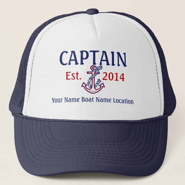 Personalised Captain Hat Year Name Location (Front)