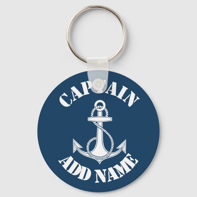 Personalised captain name anchor key ring (Front)