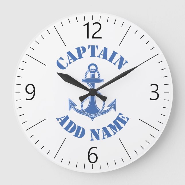 Personalised captain name boat large clock (Front)