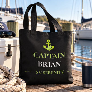 Personalised Captain Name & Boat Name Nautical Tote Bag
