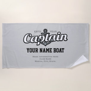 Personalised Captain Name Boat Year and More Beach Towel