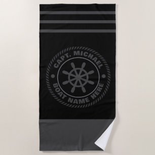 Personalised Captain Nautical Anchor Boat Name Beach Towel