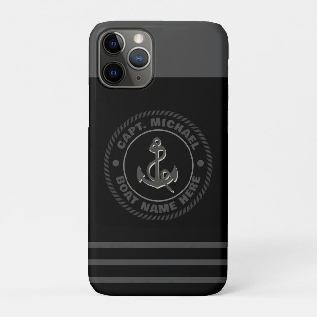 Personalised Captain Nautical Anchor Boat Name Case-Mate iPhone Case (Back)