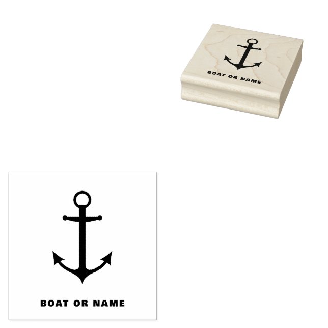 Personalised Captain Nautical Anchor Boat Name Rubber Stamp (Stamped)