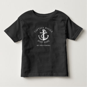 Personalised Captain Nautical Anchor Boat Name Toddler T-Shirt