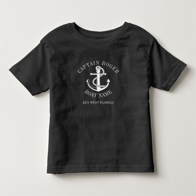 Personalised Captain Nautical Anchor Boat Name Toddler T-Shirt (Front)