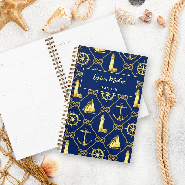 Personalised Captain Nautical Navy Gold Planner (Creator Uploaded)