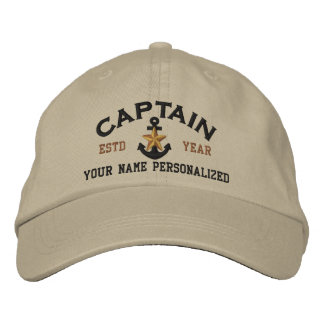 Personalised Captain Nautical Star Anchor Embroidered Hat
