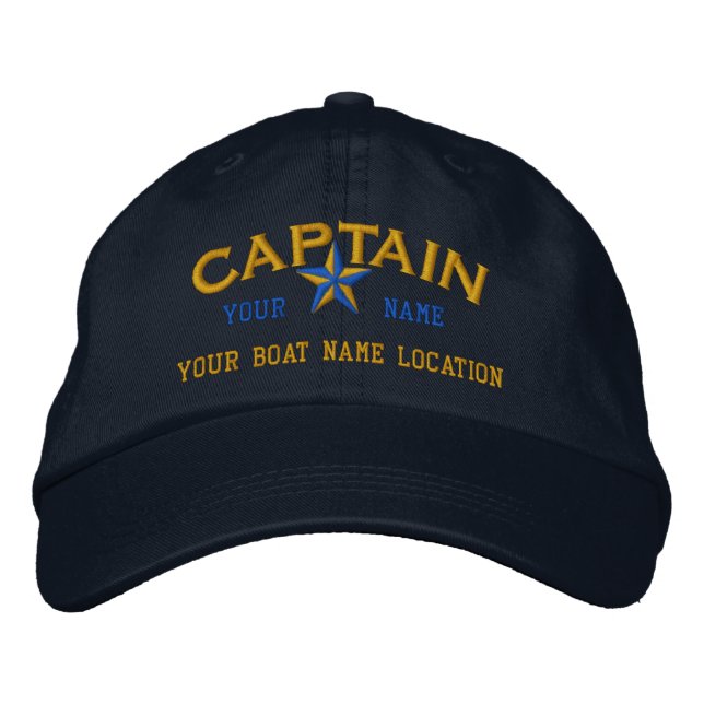 Personalised CAPTAIN Star Ball Cap Embroidery (Front)