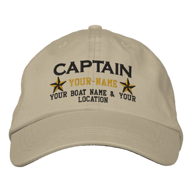 Personalised Captain Stars Ball Cap Embroidery (Front)
