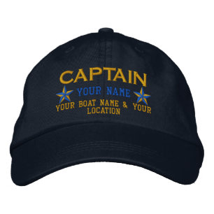Personalised Captain Stars Ball Cap Embroidery