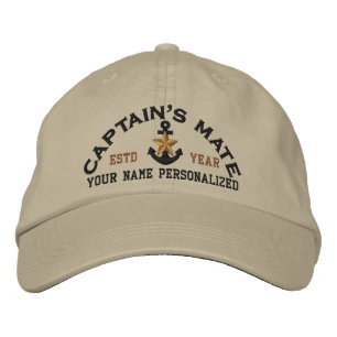 Personalised Captain's Mate Nautical Star Anchor Embroidered Hat