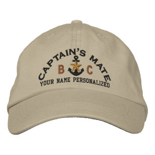 Personalised Captain's Mate Nautical Star Initials Embroidered Hat
