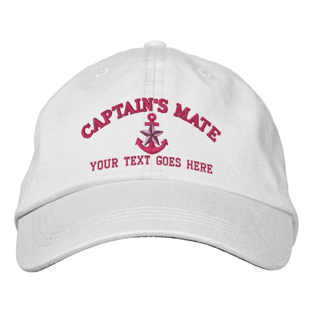 Personalised Captain's Mate Star Anchor Your Name Embroidered Hat (Front)