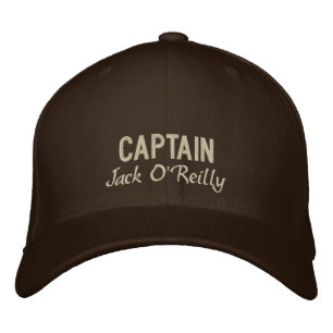 Personalised Captain's Tan and Brown Embroidered Hat