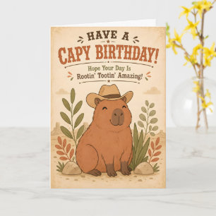 Personalised Capybara Cowboy Funny Birthday Card