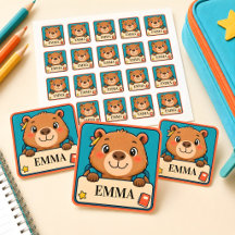 Personalised Capybara Kids School Name Stickers